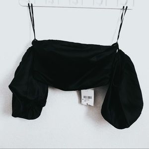 Satin Puff Sleeve Crop Top from Forever 21